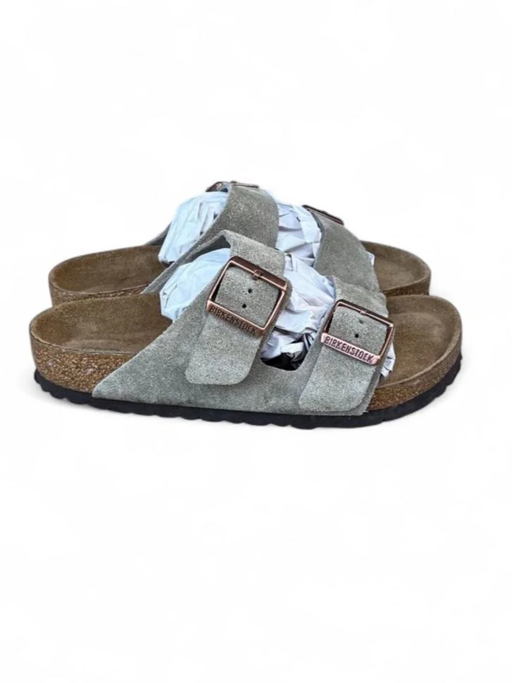 Birkenstock Arizona Taupe Suede Soft Footbed Sandals EU 38 US Women’s 7 Regular